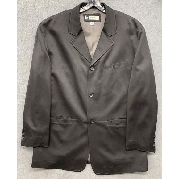 Bachrach Sports Coat Mens Size XL Black 100% Silk Three Button Notch Unvented - Picture 3 of 16
